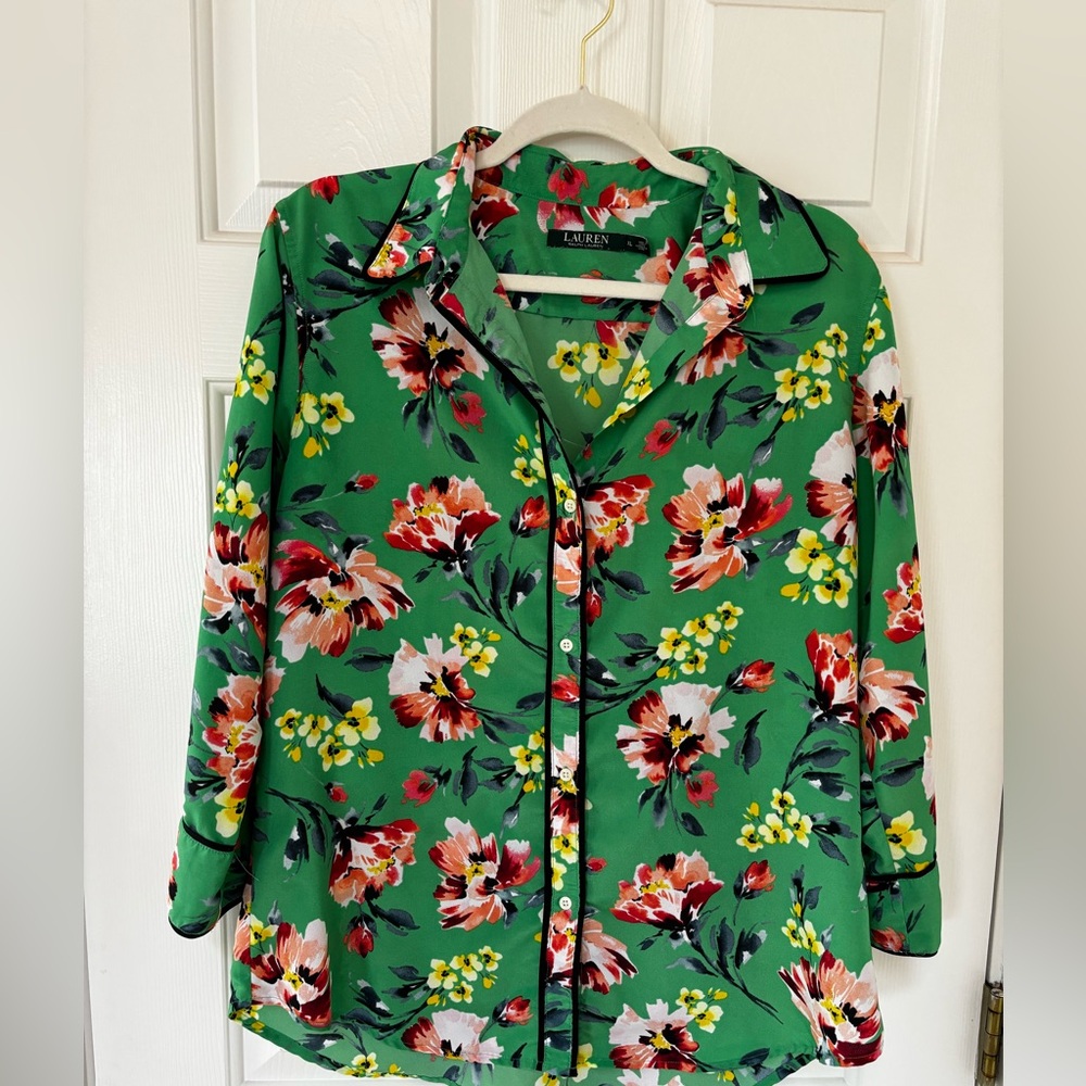 Vintage Ralph Lauren Green Collar Button Down Shirt